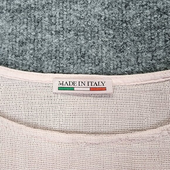Made in Italy Cotton Linen Sharkbite Hem Lagenlook Blouse Pink Top One Size - Picture 4 of 11